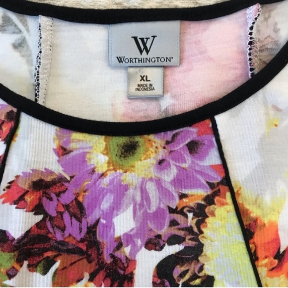 Worthington floral print top xl flare bottom - Picture 3 of 3